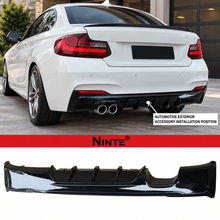 Load image into Gallery viewer, NINTE Rear Bumper Diffuser Lip Splitter Fit for 2014-2021 BMW 2 Series F22 Coupe Painted Gloss Black One Piece Left Side Dual Exhaust Sport Style Without Logo - NINTE