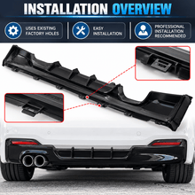 NINTE Rear Bumper Diffuser Lip Splitter Fit for 2014-2021 BMW 2 Series F22 Coupe Painted Gloss Black One Piece Left Side Dual Exhaust Sport Style Without Logo - NINTE