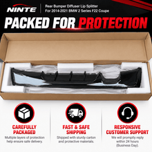 NINTE Rear Bumper Diffuser Lip Splitter Fit for 2014-2021 BMW 2 Series F22 Coupe Painted Gloss Black One Piece Left Side Dual Exhaust Sport Style Without Logo - NINTE