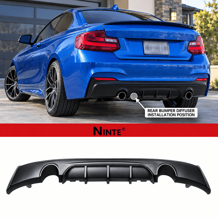 NINTE MP Style Rear Diffuser For BMW 2014-2021 F22 F23 2 Series M Sport Rear Bumper Lip ABS - NINTE