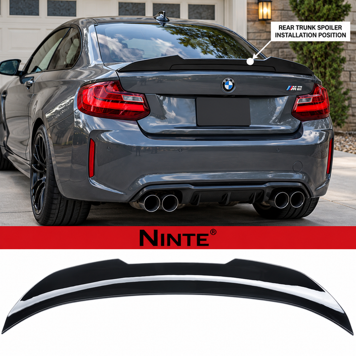 NINTE Spoiler For 2014-2021 BMW 2 Series F22 F87 M2 220i 228i 230i M235i M240i PSM Style ABS Painted High Kick Rear Spoiler Trunk Spoiler