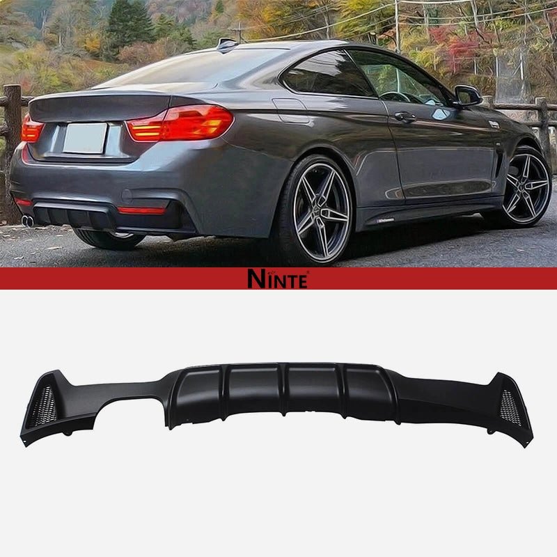 NINTE Rear Bumper For 2014 - 20 BMW 4 Series F32 F33 F36 M Sport Single Twin Exhaust Rear Diffuser Lip Splitter - NINTE