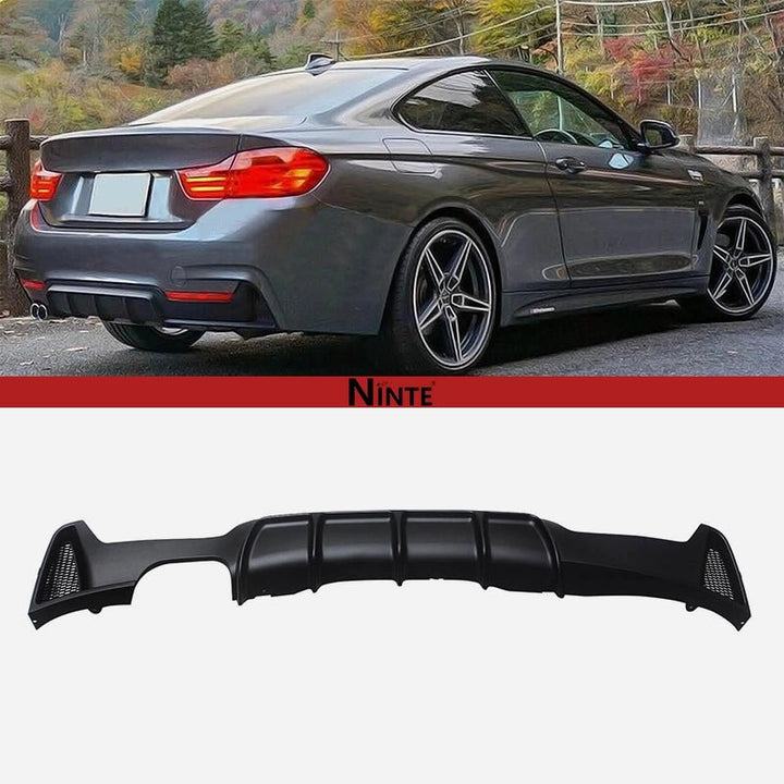 NINTE Rear Bumper For 2014 - 20 BMW 4 Series F32 F33 F36 M Sport Single Twin Exhaust Rear Diffuser Lip Splitter - NINTE