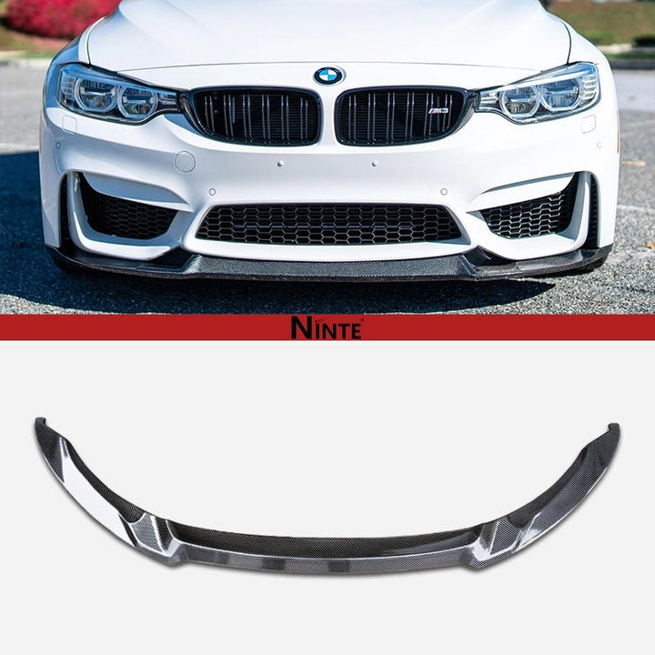 NINTE For 2015 - 2020 Fits BMW F80 M3 F82 F83 M4 1 Piece Style Front Bumper Lip Front Lower Diffuser - NINTE
