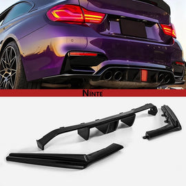 NINTE MP Style Rear Bumper W/ LED Brake Light For 2015 - 2020 BMW F80 M3 F82 M4 F83 Rear Diffuser - NINTE