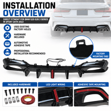 NINTE Style Rear Diffuser W/LED Light For 2019-2022 BMW G20 G28 3 Series M Sport - NINTE