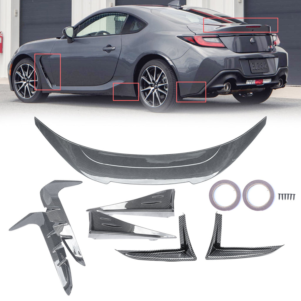 NINTE Spoiler Side Splitters Vent Covers Winglets For 2022 2023 Toyota GR86 Subaru BRZ ABS Carbon Look Trims