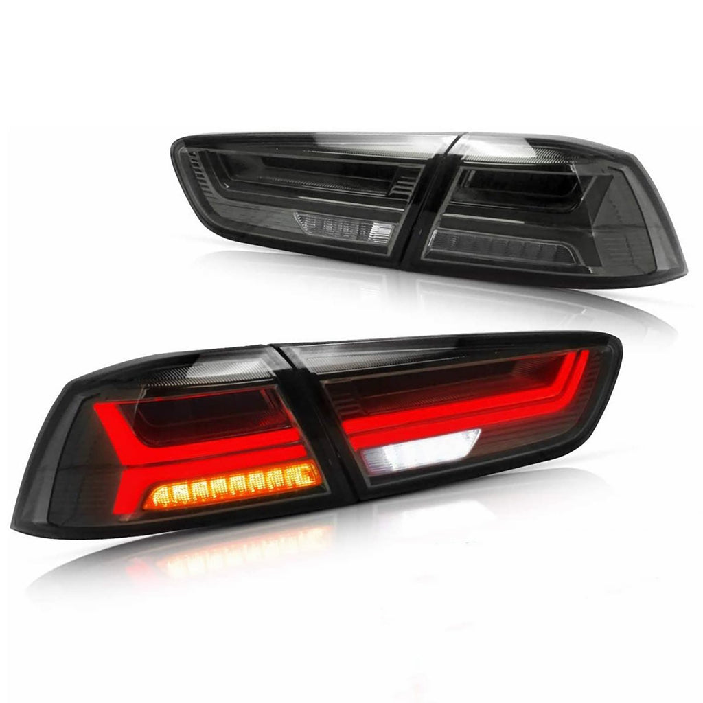 NINTE Pair LED Taillights For 2008-2017 Mitsubishi Lancer EVO X GT Evolution Smoked Tinted