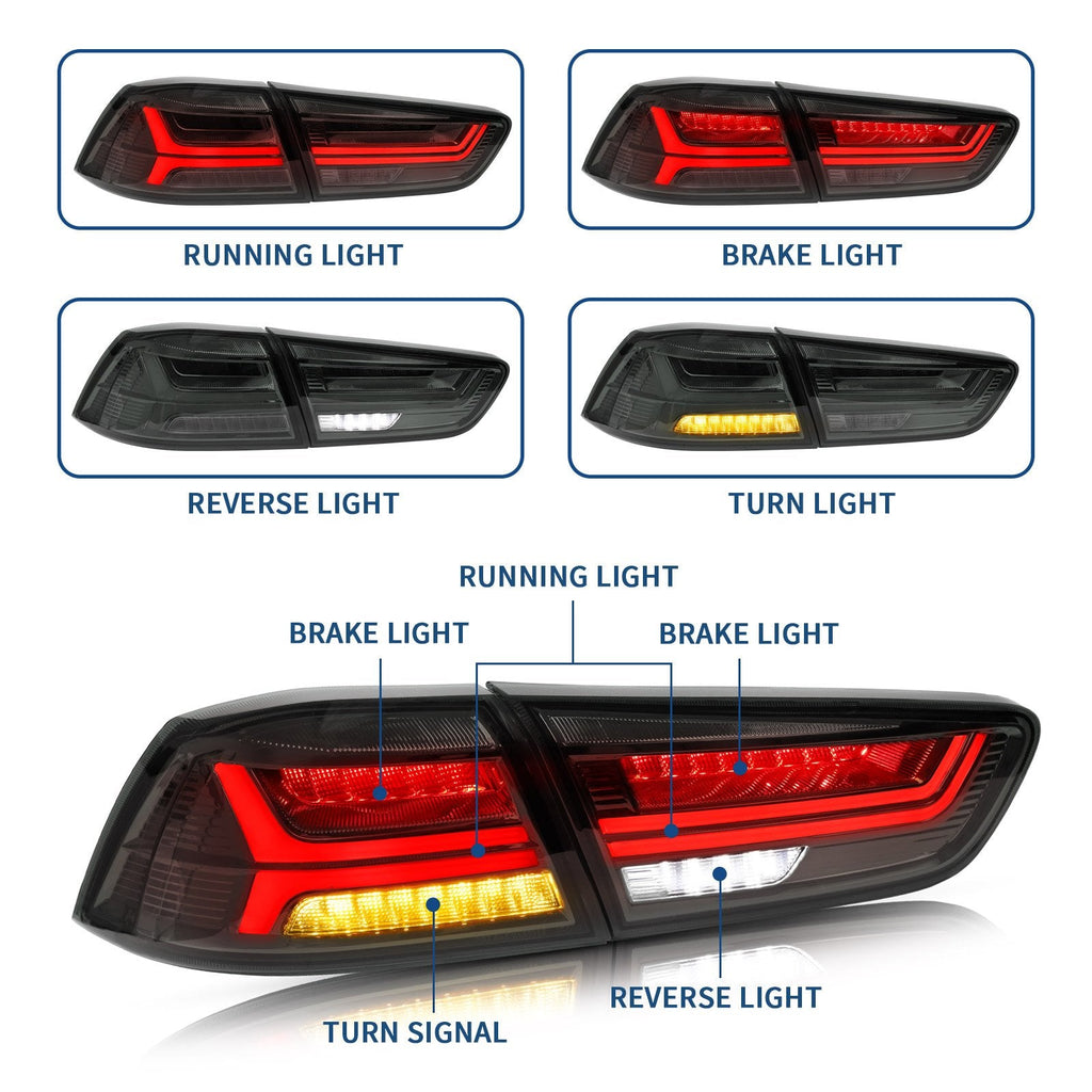 NINTE Taillights for 2008-2017 Mitsubishi Lancer EVO X Lancer GT Lancer Evolution Pair