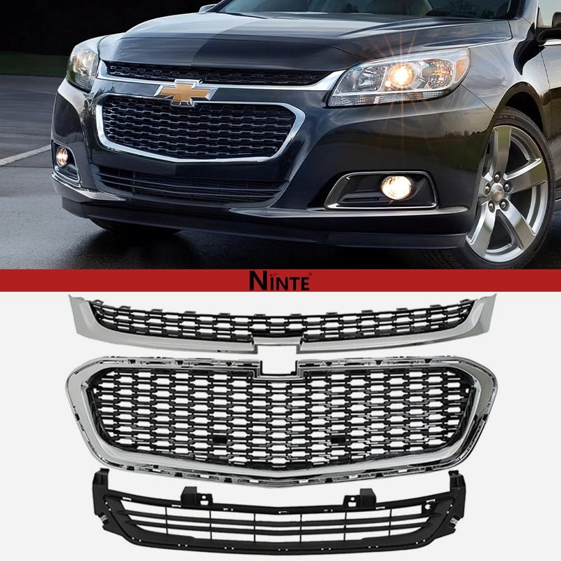 NINTE Grille for Chevy Malibu 2014 - 2016 with Chrome Molding Mesh Grill - NINTE
