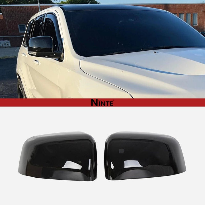NINTE Mirror Covers for 2011 - 2022 Jeep Grand Cherokee 2011 - 2023 Dodge Durango ABS Gloss Black A PairHalf Overlays - NINTE