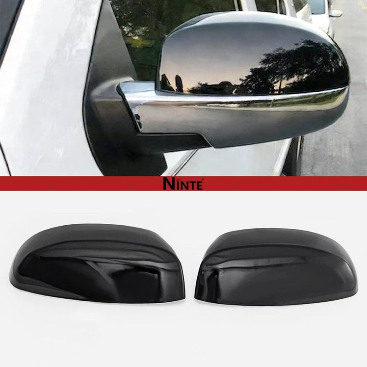 NINTE Mirror Cover For 2007 - 2013 Chevy Silverado 1500 GMC Sierra 1500 Yukon Gloss Black / Chrome - NINTE