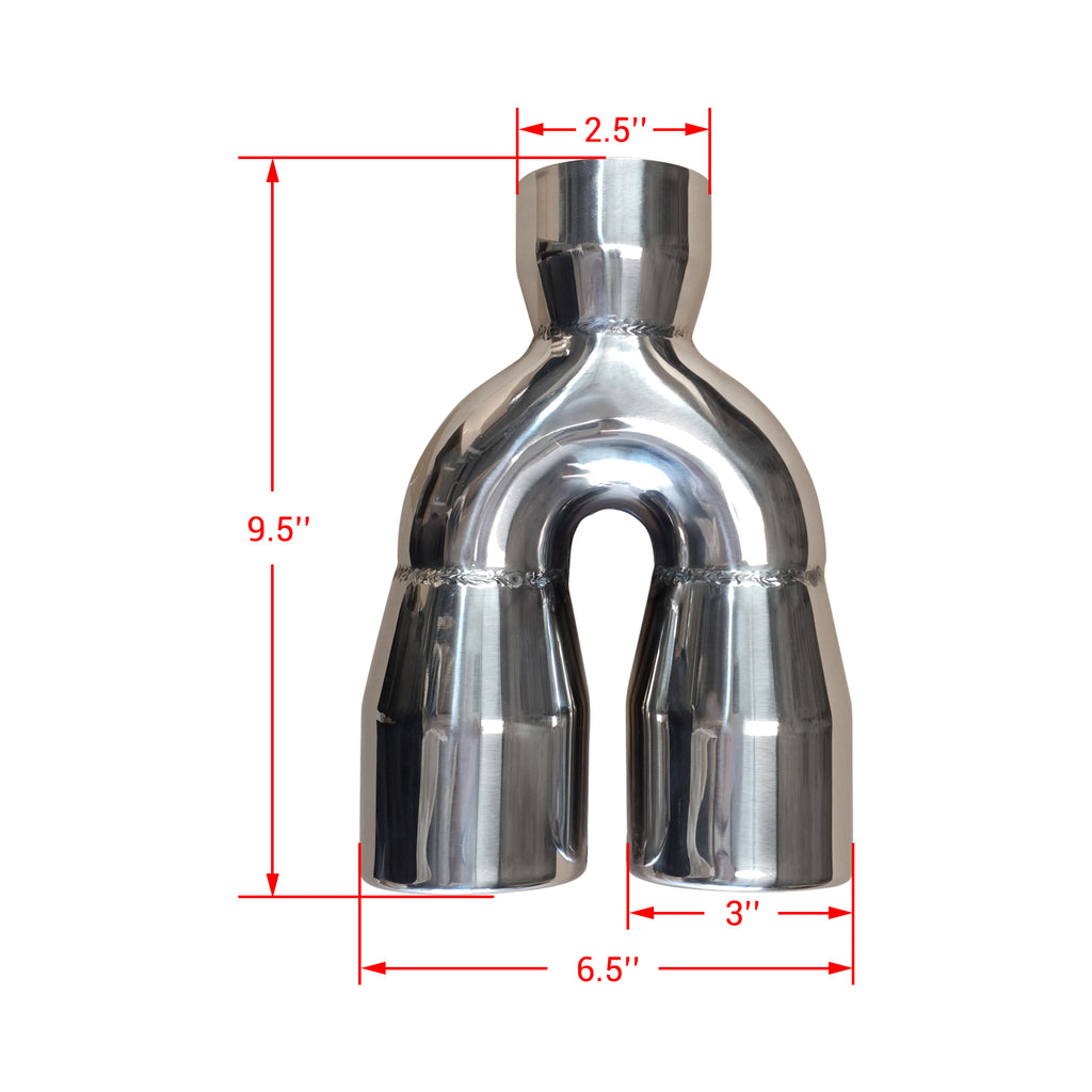 NINTE 2.5" to 3" Dual Exhaust Tip 2 1/2 Inch Inlet 3 Inch Outlet 9.5" Length Weld On Exhaust Tailpipe Tips 304 Polished Stainless Steel 1.2mm Thickness Double Wall Slant Rolled Edge