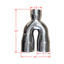Charger l&#39;image dans la galerie, NINTE 2.5&quot; to 3&quot; Dual Exhaust Tip 2 1/2 Inch Inlet 3 Inch Outlet 9.5&quot; Length Weld On Exhaust Tailpipe Tips 304 Polished Stainless Steel 1.2mm Thickness Double Wall Slant Rolled Edge