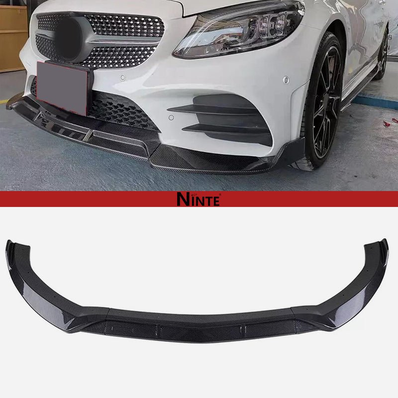 NINTE For 2015 - 2018 Benz C - Class W205 Sport Front Lip Front Bumper Lip Splitter ABS 3PCS - NINTE