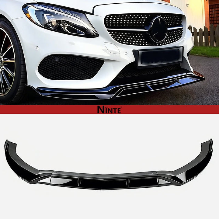 NINTE For 2015 - 2018 Benz C - Class W205 Sport Front Lip Front Bumper Lip Splitter ABS 3PCS - NINTE