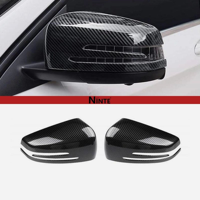 NINTE Mirror Covers W/Signal Light Cut For Benz CLA/CLS/A/S/B/C/E Carbon Fiber Look - NINTE