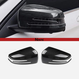 NINTE Mirror Covers W/Signal Light Cut For Benz CLA/CLS/A/S/B/C/E Carbon Fiber Look