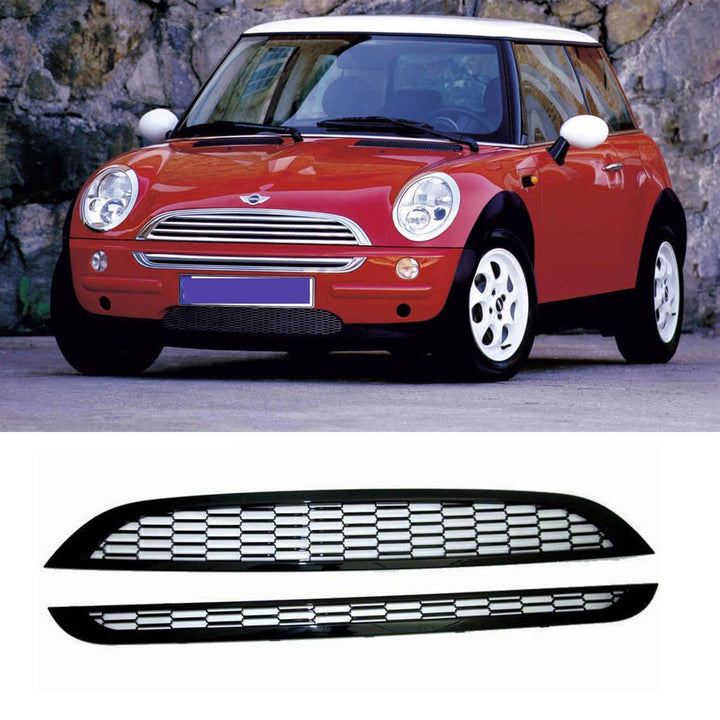 NINTE Front Bumper Grille Mesh Cover Fit for BMW MINI Cooper 2001-2006 Painted Gloss Black One Piece Sport Style Without Logo - NINTE