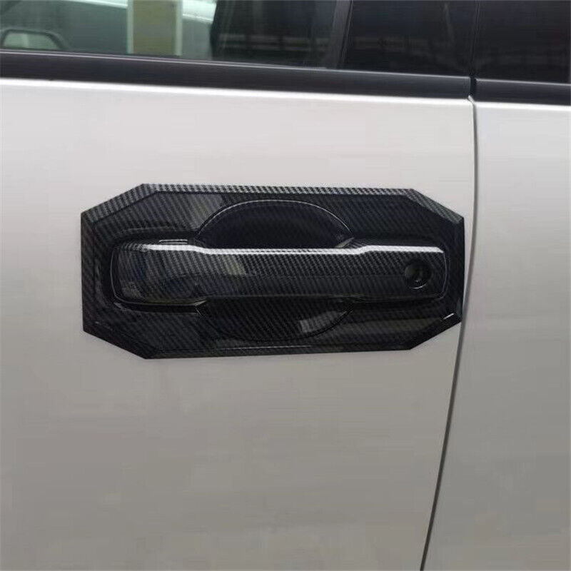 NINTE Door Handle Bowl Covers For 2022 2023 Toyota Tundra ABS Carbon Fiber Look