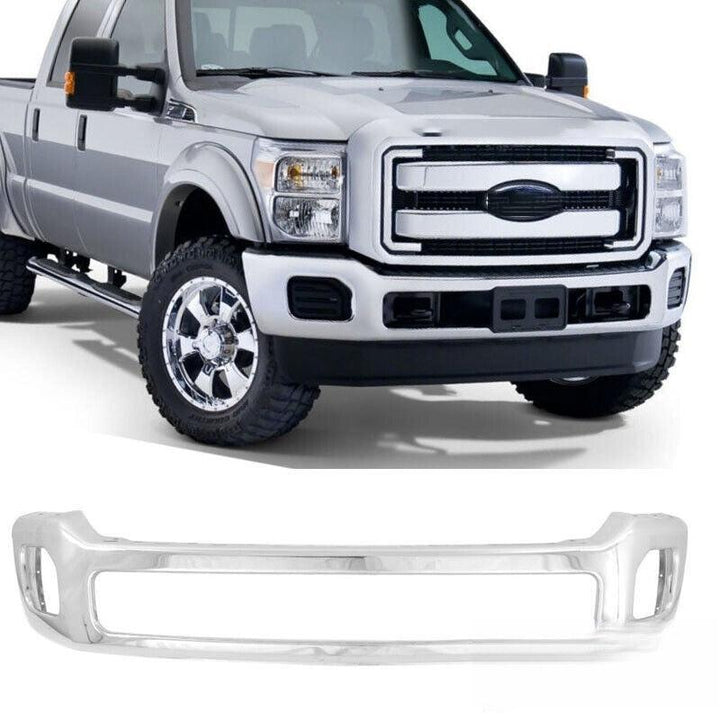 NINTE Front Bumper Face Bar Grill Guard Fit for Ford F-250 F-350 Super Duty 2011-2016 Chrome One Piece Without Logo - NINTE
