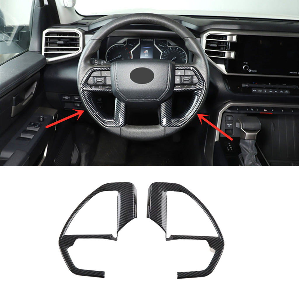 NINTE Steering Wheel Decor Trim Cover For For Toyota Tundra 2022 2023 ABS Carbon Fiber Look