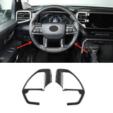 NINTE Steering Wheel Decor Trim Cover For Toyota Tundra 2022 2023 ABS Carbon Fiber Look