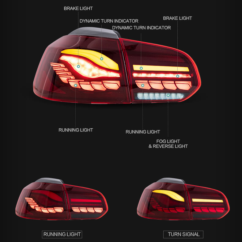 NINTE Taillight For 2010-2014 Volkswagen Golf 6 MK6