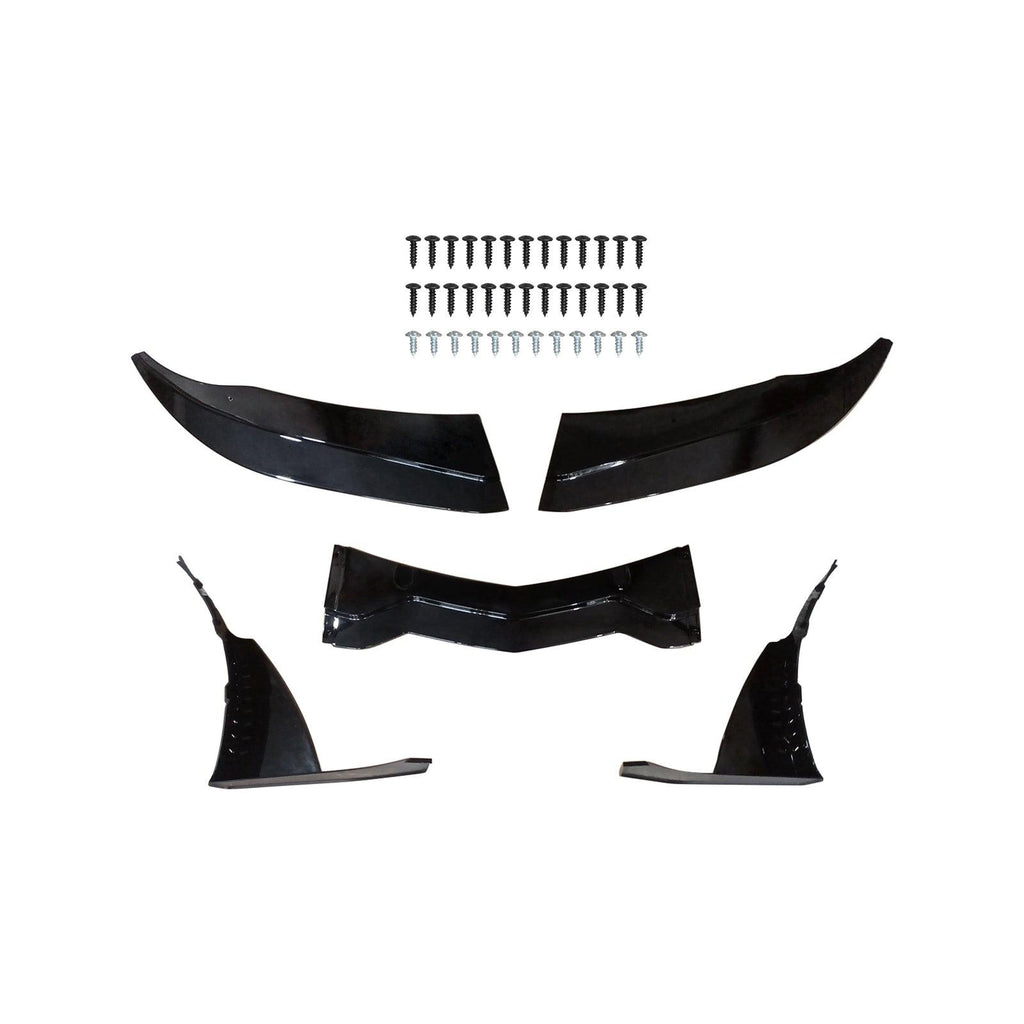 NINTE For 2014-2019 Corvette C7 Z06 Stage 3 Front Lip Splitter + Side Winglets Gloss Black