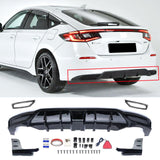 NINTE Rear Diffuser for 2022-2024 11th Honda Civic Hatchback Hybrid ABS Gloss Black Painted Bumper Diffuser Lip Body Kits