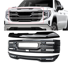 Charger l&#39;image dans la galerie, NINTE For 2022-2024 GMC Sierra 1500 SLT AT4 Grille Cover ABS Mesh Style Gloss Black With Hood Bulge Cover Full Set