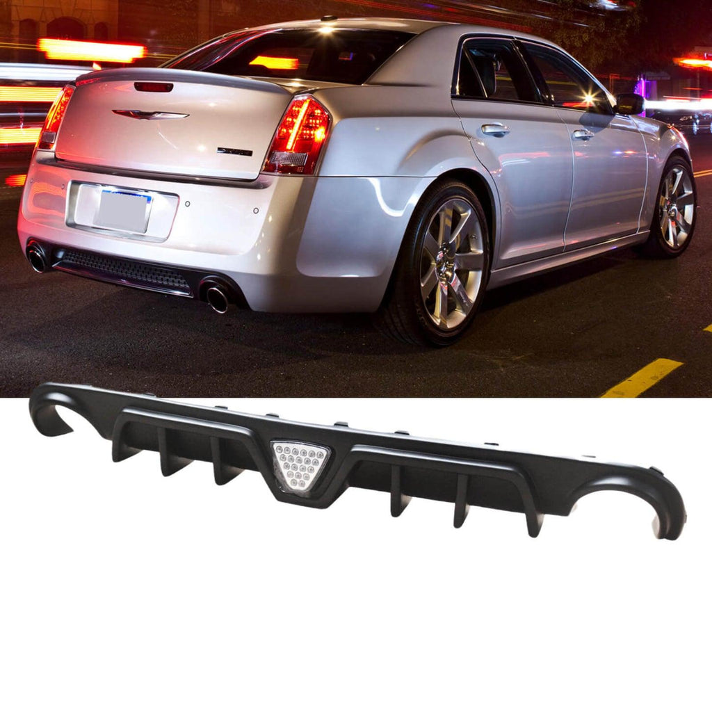 NINTE Rear Diffuser Fit for 2012-2014 Chrysler 300 SRT ABS with Brake Light Rear Bumper Diffuser Rear Bumper