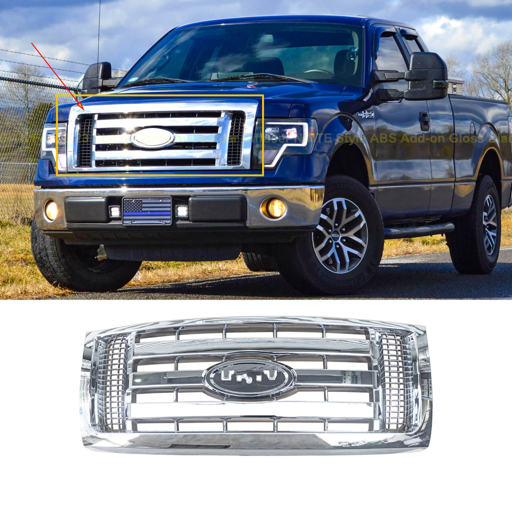 NINTE Chrome Grille For 2009-2014 Ford F-150 F150 XLT