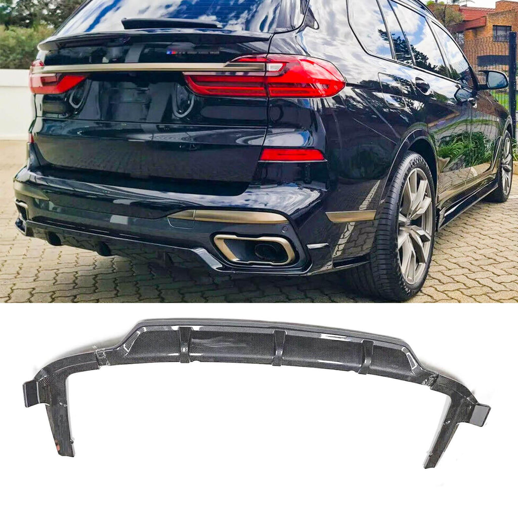 NINTE For 2019-2023 BMW X7 G07 M Sport Rear Bumper Diffuser lip ABS Carbon Fiber Look