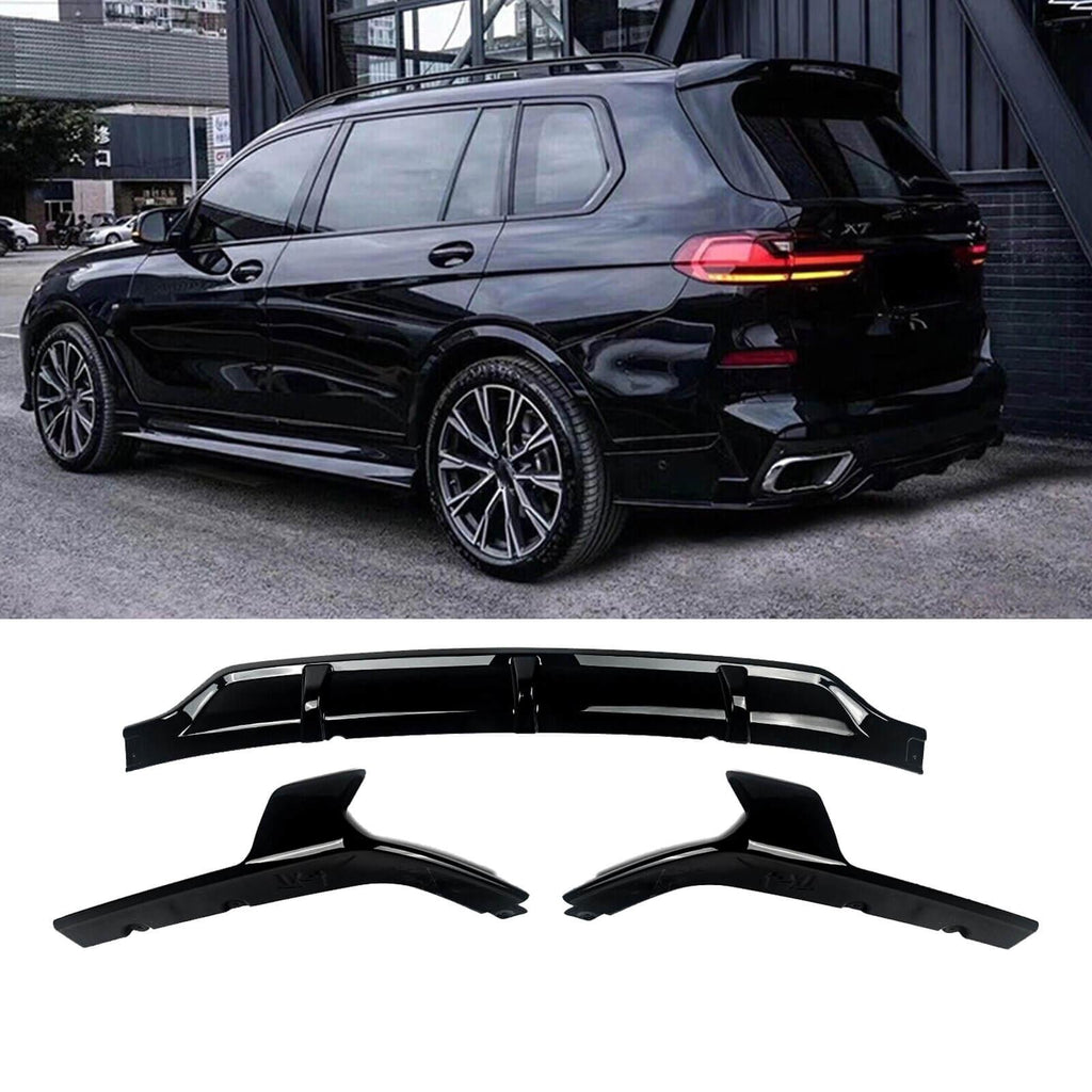 NINTE For 2019-2023 BMW X7 G07 M Sport Rear Bumper Diffuser lip ABS Gloss Black