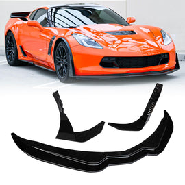 NINTE For 2014 - 2019 Chevrolet Corvette C7 Front Lip Stingray Stage 3 ABS Front Bumper Lip Splitter - NINTE