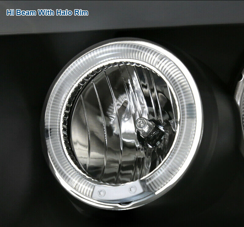 For 99-04 F250 F350 F450 Super Duty Black LED Halo Projector Headlights Lamps - NINTE