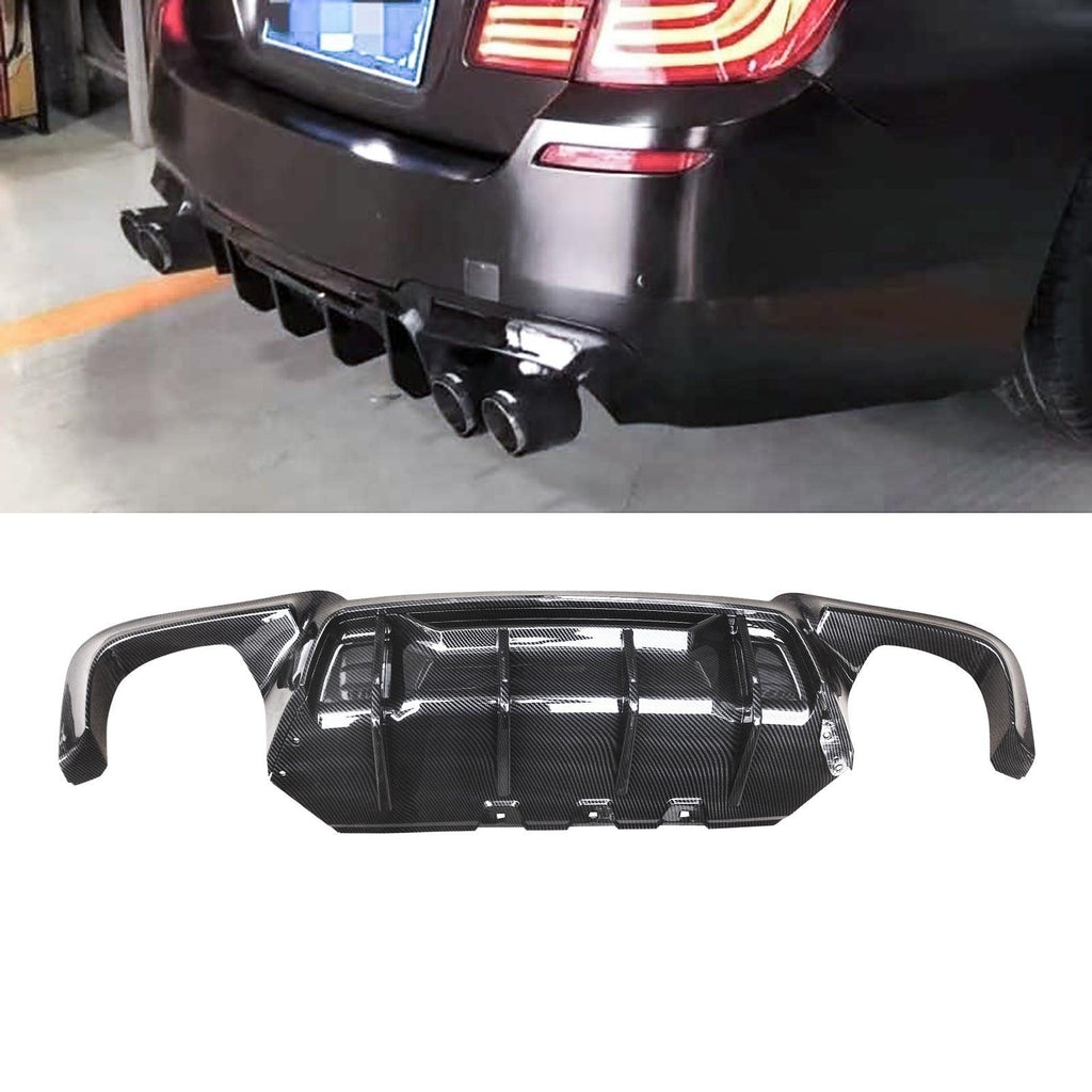Gloss Black Rear Bumper Diffuser W/ Red LED For BMW F10 M5 & M Sport (2010-2016)