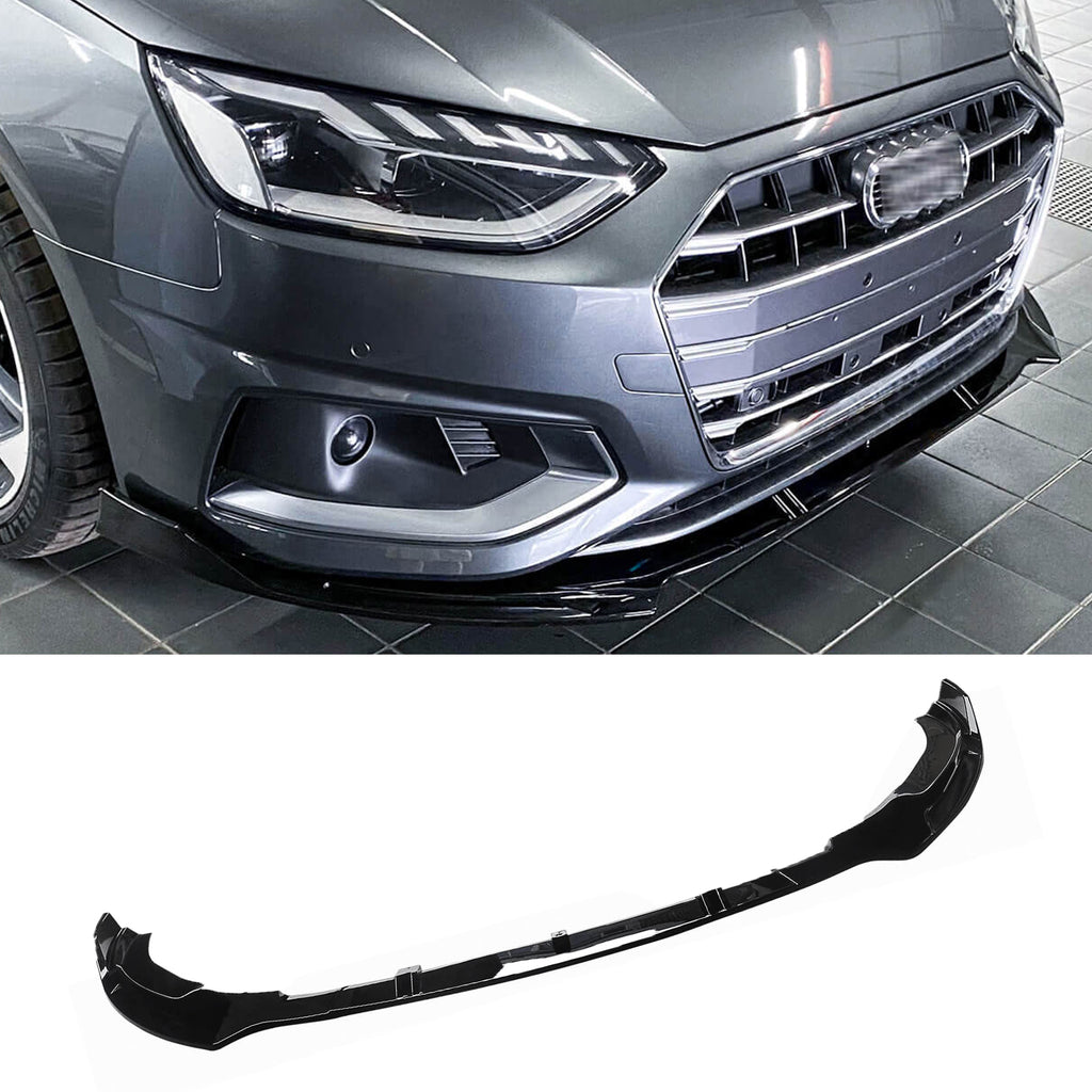 NINTE Front Lip For 2020-2024 Audi A4 S4 ABS Painted 3 Pieces Lower Bumper Splitter
