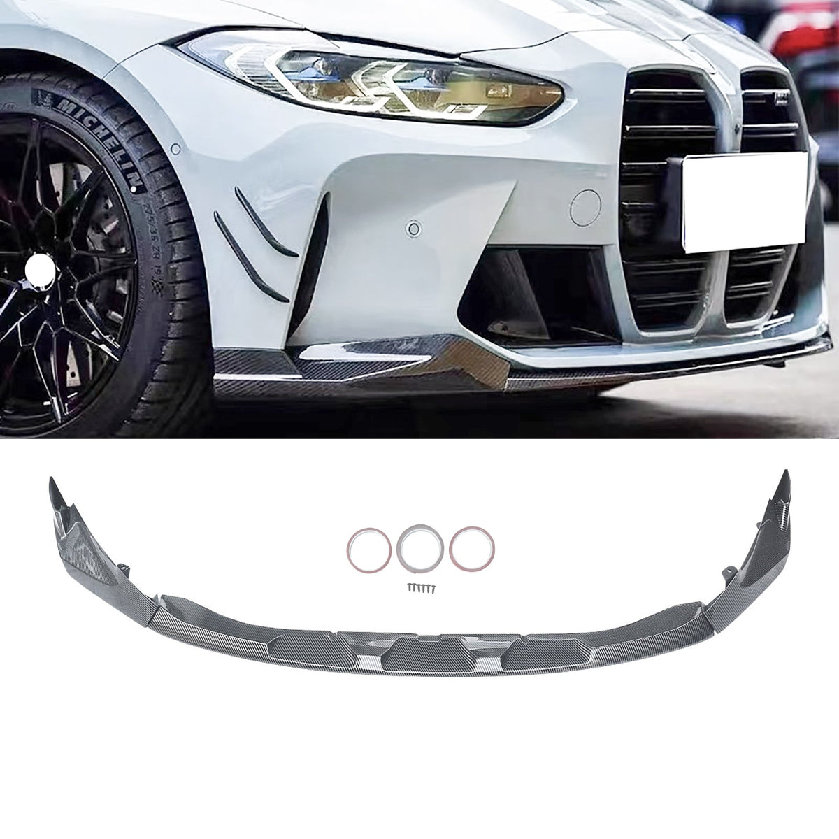NINTE Front Lip For 2021-2024 BMW G80 M3 G82 M4 3PCs ABS M Performance ...
