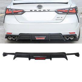 NINTE For 2018 - 2024 Toyota Camry SE XSE Rear Diffuser Rear Bumper Lip With LED Brake Light Painted - NINTE