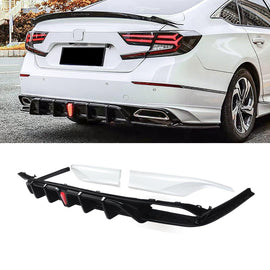 NINTE For 2018 - 2022 Honda Accord Rear Diffuser with LED Brake Light Apron Spats ABS Painted Rear Lip - NINTE