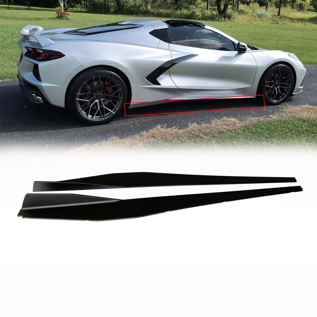 Best C8 Rocker NINTE For 2020-2025 Chevy Corvette C8 Side Skirts Stingray GM 5VM Look ...