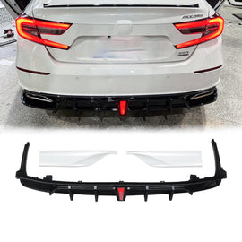 NINTE For 2018 - 2022 Honda Accord Rear Diffuser with LED Brake Light Apron Spats ABS Painted Rear Lip - NINTE