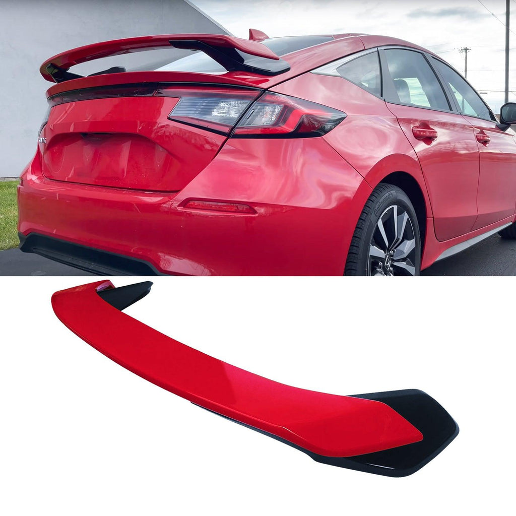 Glossy Black & White ABS Rear Trunk Spoiler For 2022-2025 11th Gen Honda Civic Hatchback