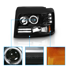 画像をギャラリービューアに読み込む, NINTE 1992-1996 Ford Bronco/F150/F250/F350 Projector Black Headlight [LED Halo] - NINTE