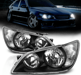 2001-2005 Factory Black Headlight Assembly Pair for Lexus IS300 Left+Right