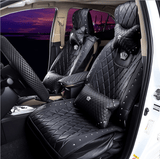 NINTE Universal Seat Cover Leather Diamond Crown Rivets 5 seats Cushion