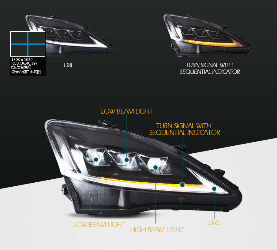 NINTE LED Headlights + Tail Lights For Lexus IS250 350 ISF 2006-2012 2 Pair - NINTE