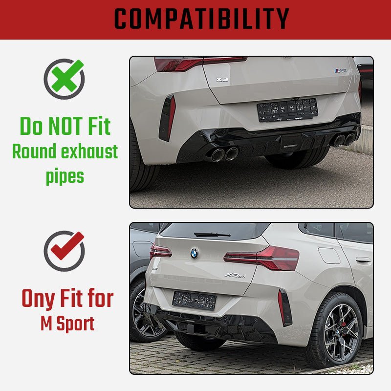 NINTE Rear Diffuser For 2025+ BMW X3 G45 M Sport Bumper Lip Gloss Black - NINTE